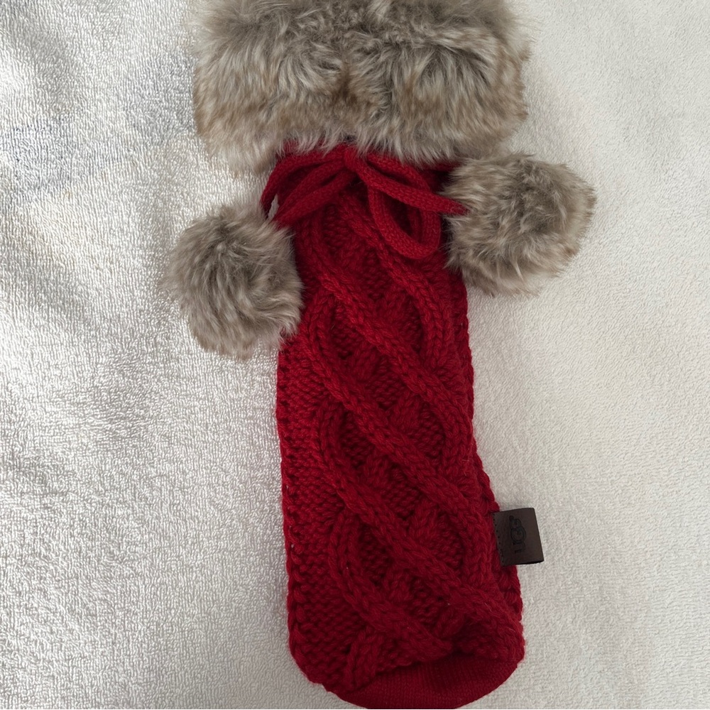 UGG Wine Bottle Stocking Redwood - Size: 5"x13" Cable Knit NWOT